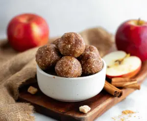 Delicious Apple Pie Protein Bites with fresh apples and crunchy toppings