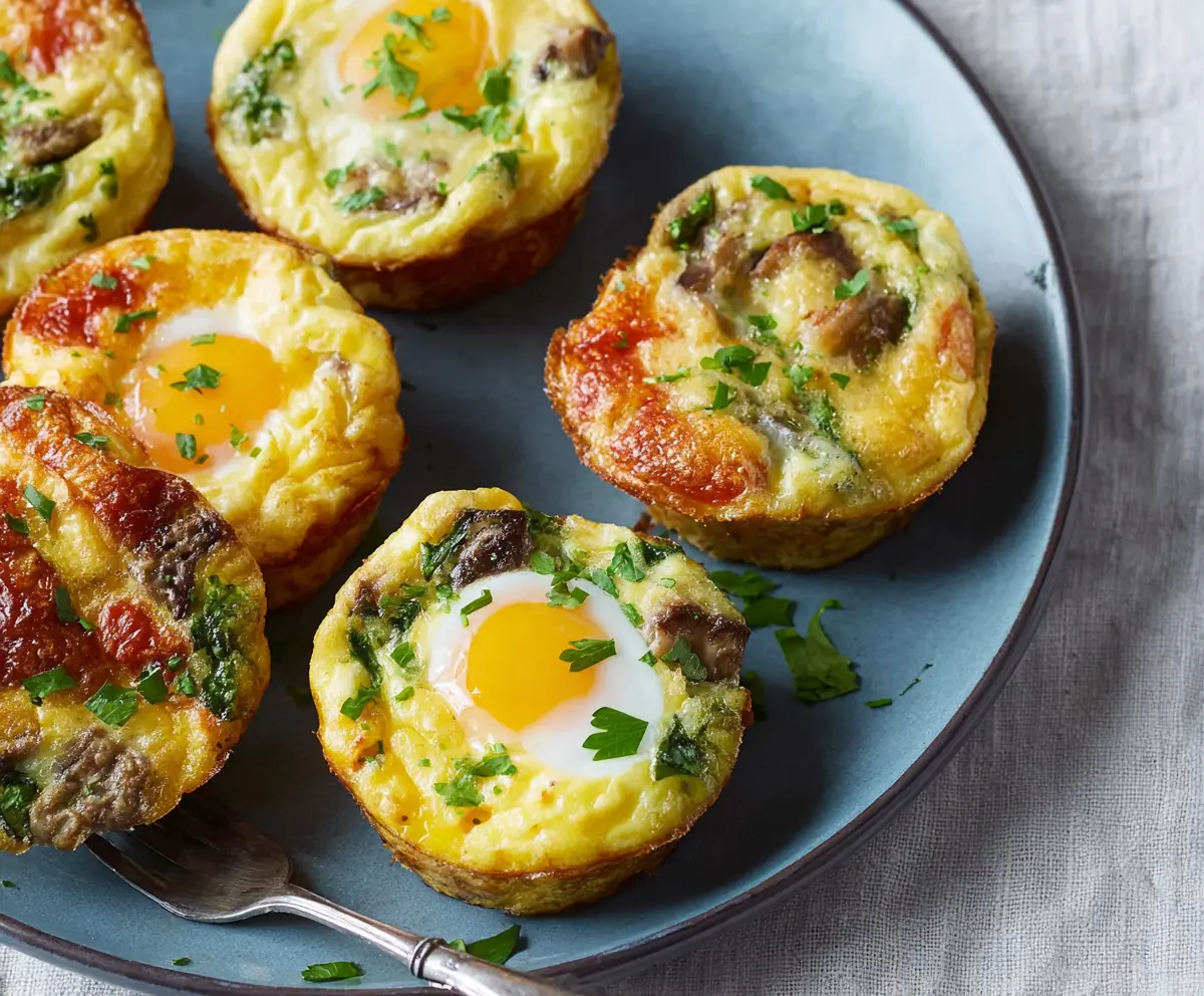 Healthy baked egg muffins filled with vegetables and cheese, perfect for breakfast or snacks.