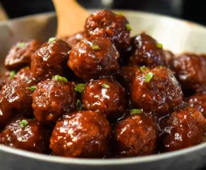 Delicious Bourbon Honey BBQ Meatballs served on a platter, perfect for appetizer or main dish.