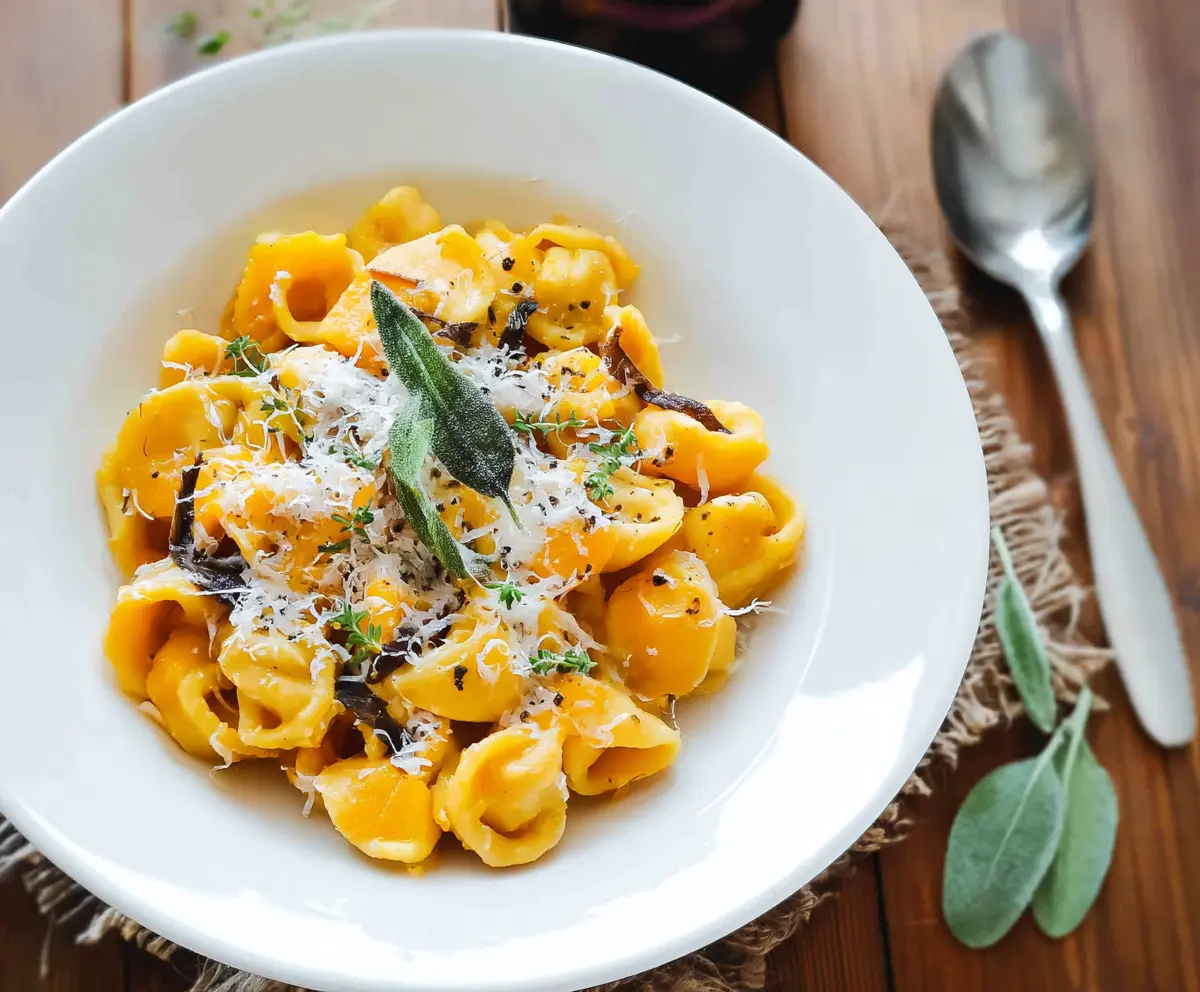 Delicious butternut squash pasta dish with creamy sauce and fresh herbs