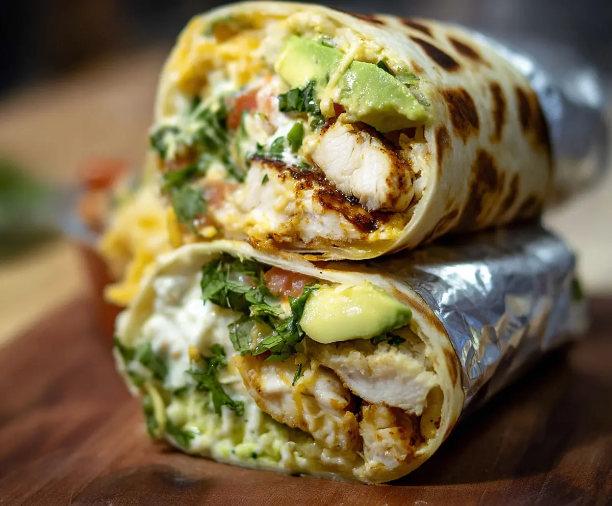 Delicious chicken avocado burrito packed with fresh ingredients and perfect for a healthy meal.