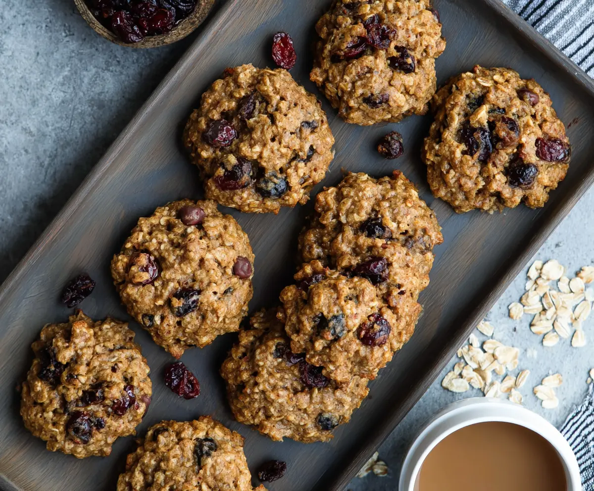 Nutritious oatmeal breakfast cookies with fresh ingredients and a wholesome look.