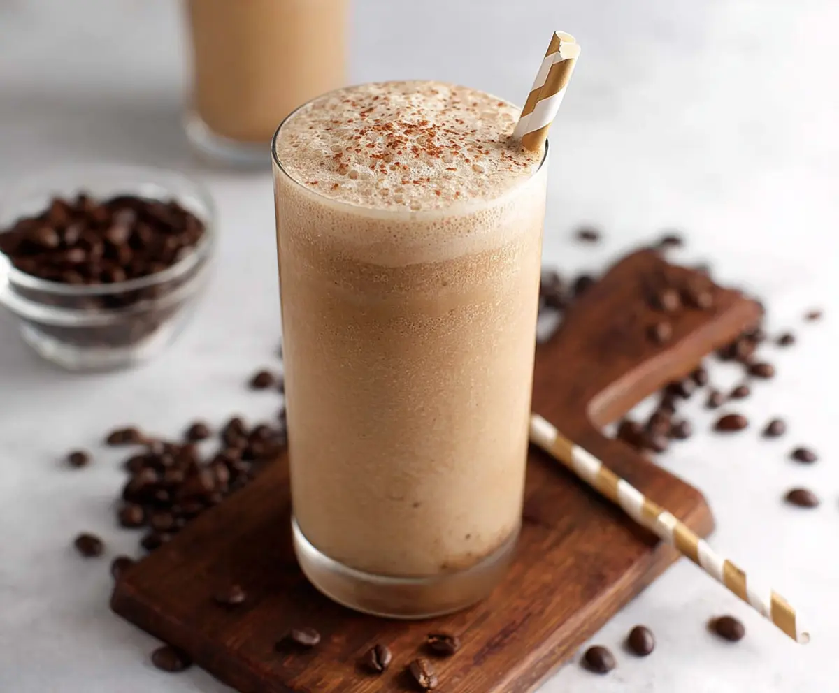 Refreshing iced coffee protein shake in a glass, perfect for a nutritious summer drink.