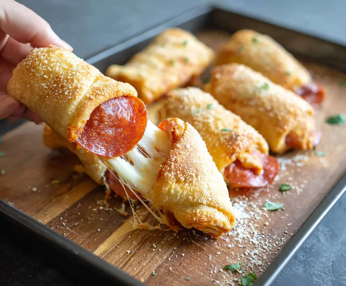 Delicious Pepperoni Cheese Roll Ups with melted cheese and crispy edges on a white plate.