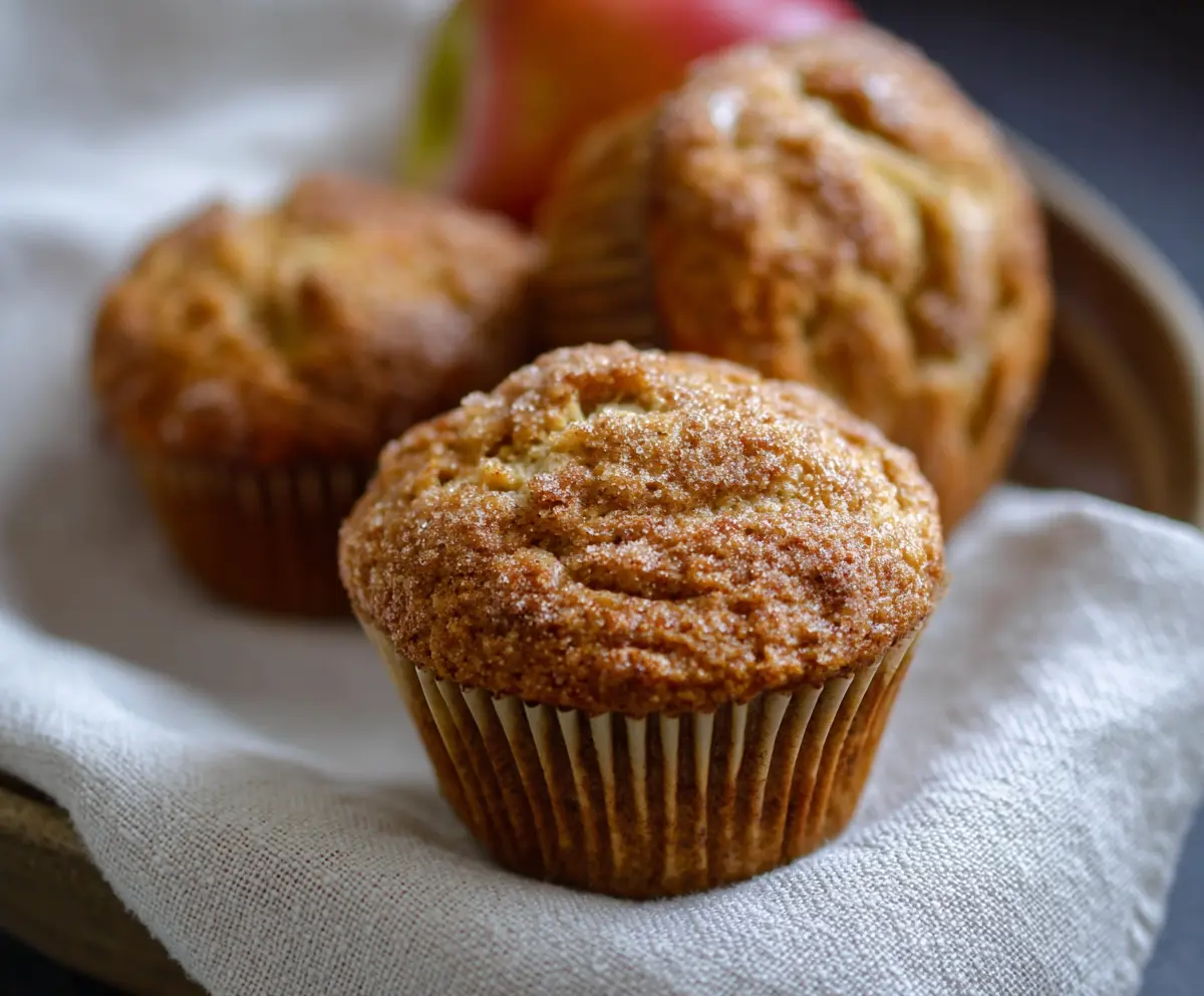 Delicious homemade apple cinnamon sourdough muffins with a golden crust and aromatic filling.