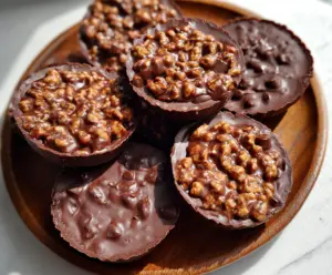 Delicious homemade Chocolate Peanut Butter Crunch Cups with crispy texture and creamy filling