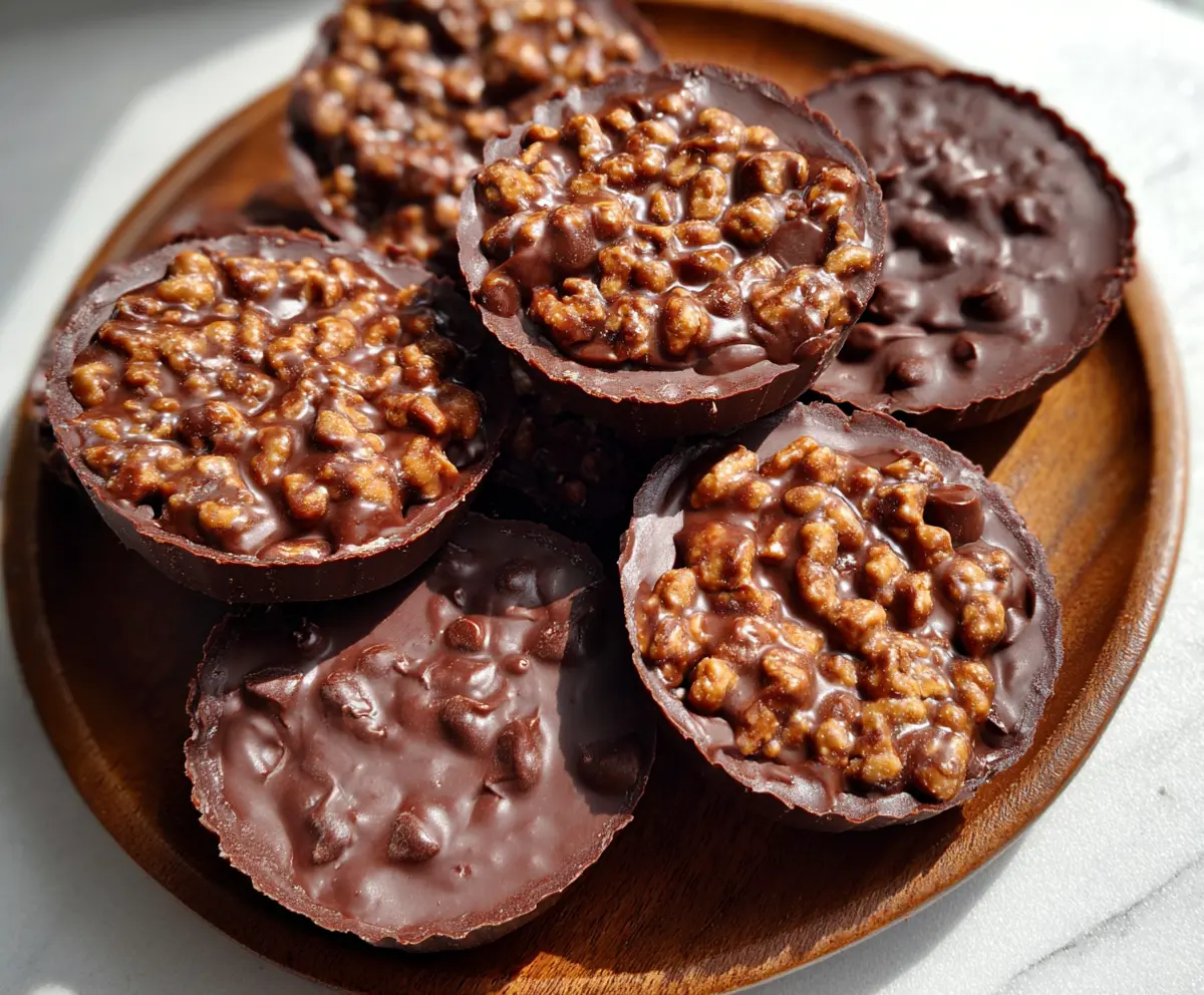 Delicious homemade Chocolate Peanut Butter Crunch Cups with crispy texture and creamy filling