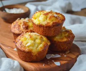 Delicious coconut and pineapple cottage cheese muffins, perfect for a healthy snack or breakfast.
