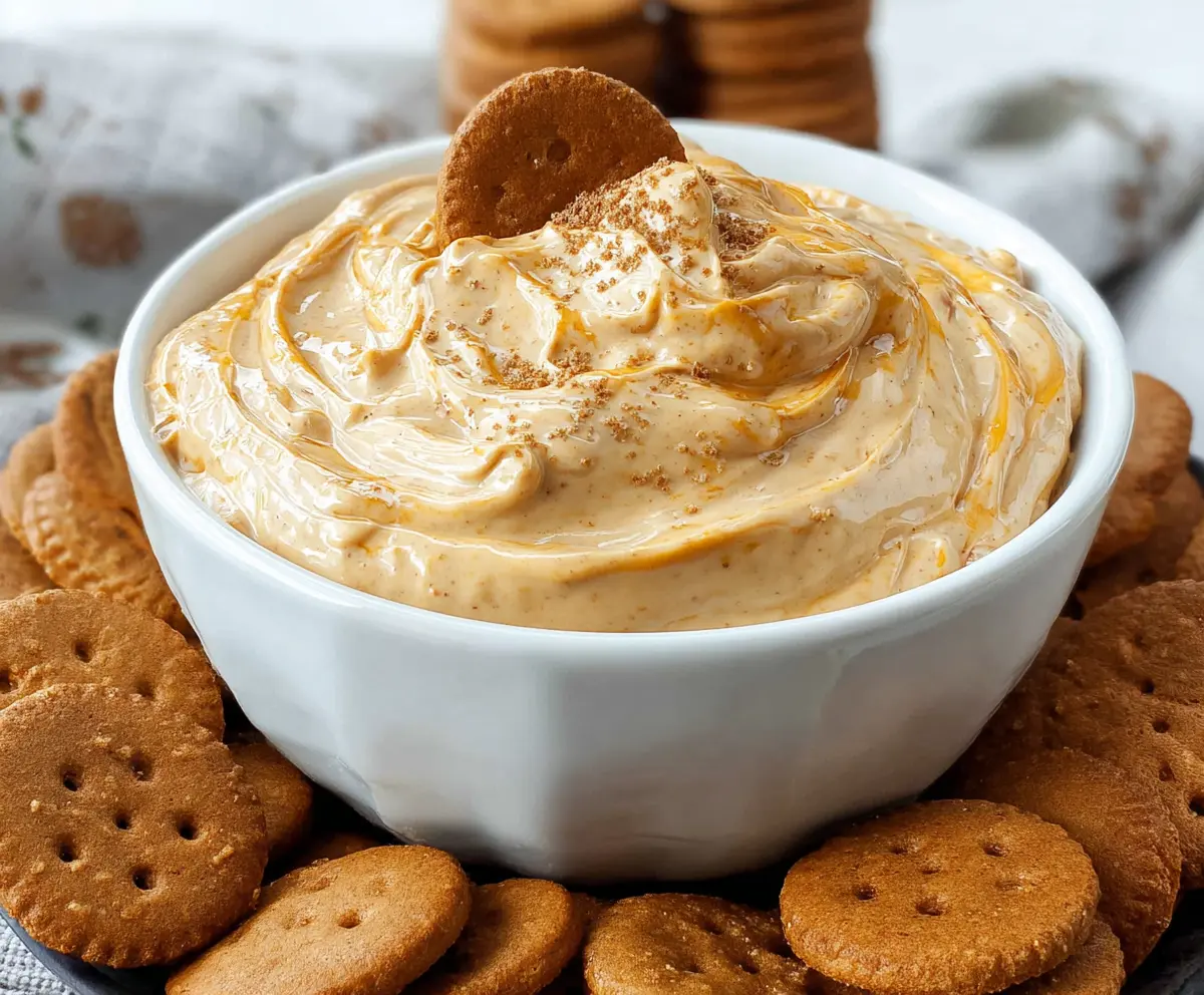 Creamy cookie butter dip served with cookies for a sweet snack.