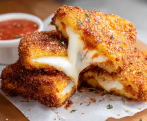 Delicious Mozzarella Carrozza with melted cheese and crispy bread, perfect as an Italian snack.