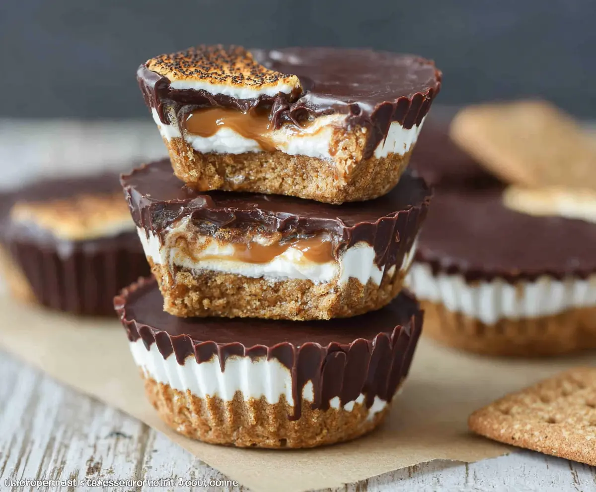 Delicious S'mores Peanut Butter Cups with marshmallows, chocolate, and peanut butter