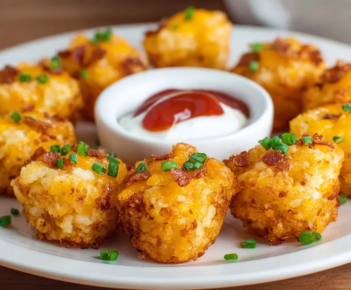 Crunchy Tater Tot Bites with melted cheese and herbs, perfect for appetizers.