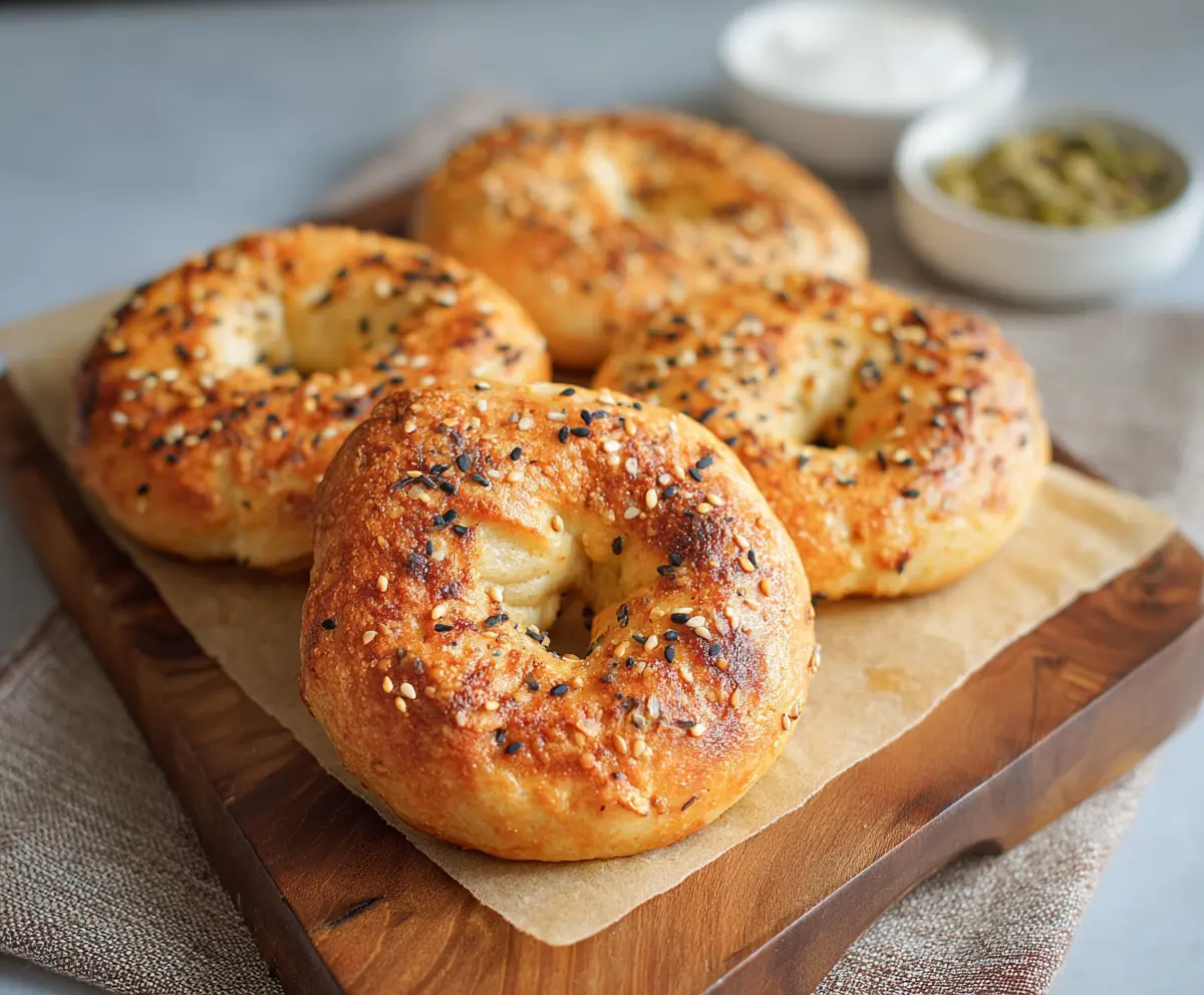 Delicious homemade Greek yogurt bagels made with just three simple ingredients.