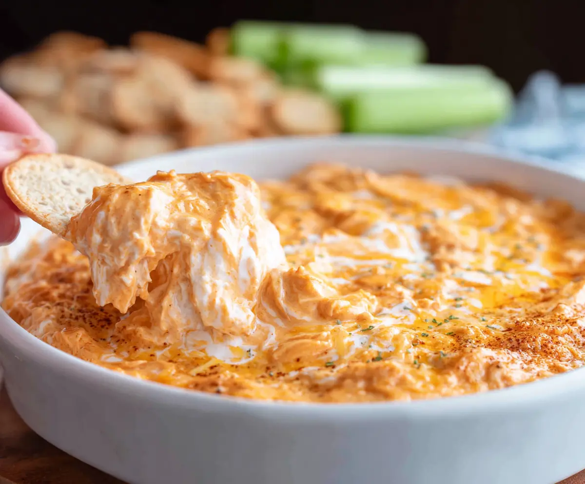 Delicious Buffalo Chicken Dip with Cream Cheese, perfect for parties and gatherings.