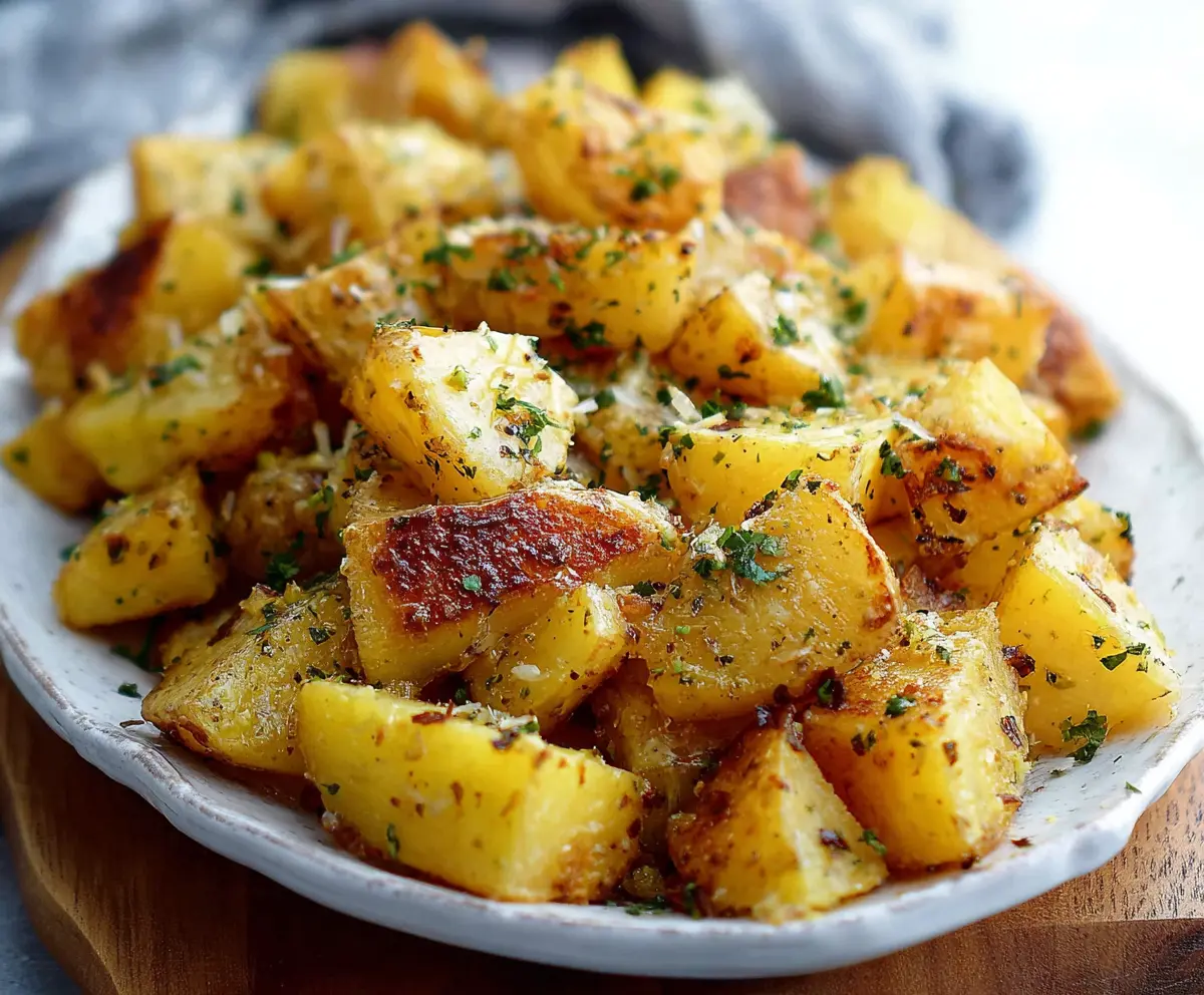 Craving a flavorful side dish? Try Garlic Ranch Potatoes with crispy golden-brown potatoes topped with garlic and ranch seasoning.