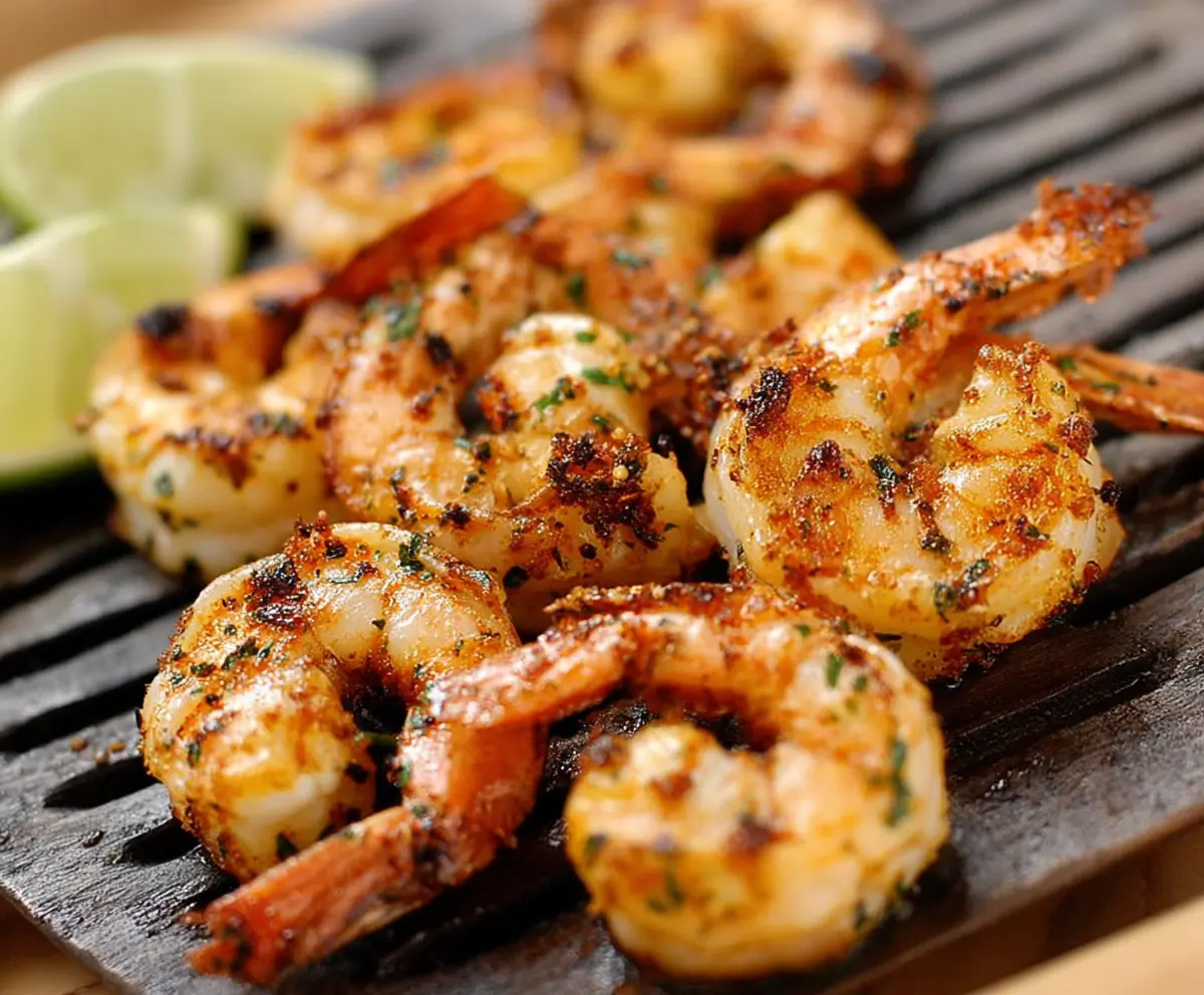 Juicy grilled garlic lime shrimp served on a plate, perfect for a flavorful seafood dinner