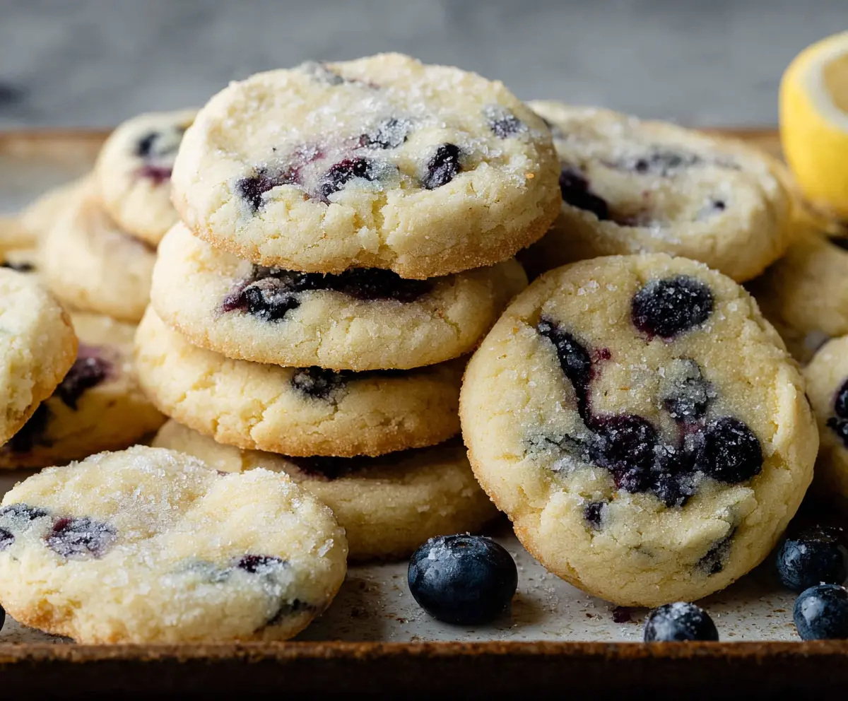 Delicious homemade Lemon Blueberry Cookies with fresh blueberries and zesty lemon flavor.
