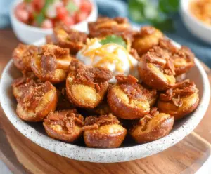 Close-up of crispy Taco Pretzel Bites topped with cheese and jalapenos, perfect for snacks.