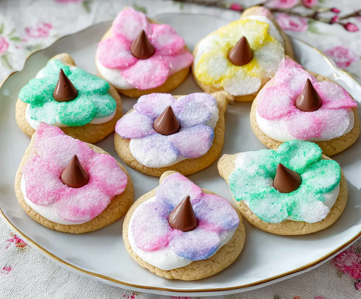 Easter Blossom Cookies decorated with pastel icing and floral designs for spring celebration