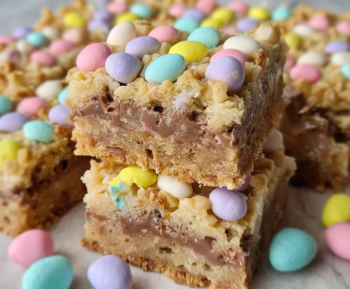 Delicious homemade Easter Goody Bars with colorful toppings and festive appearance