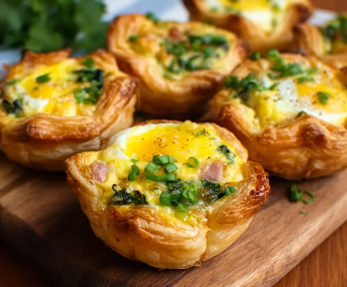 Easter Puff Pastry Quiche Cups with colorful vegetables and cheese, perfect for festive brunches