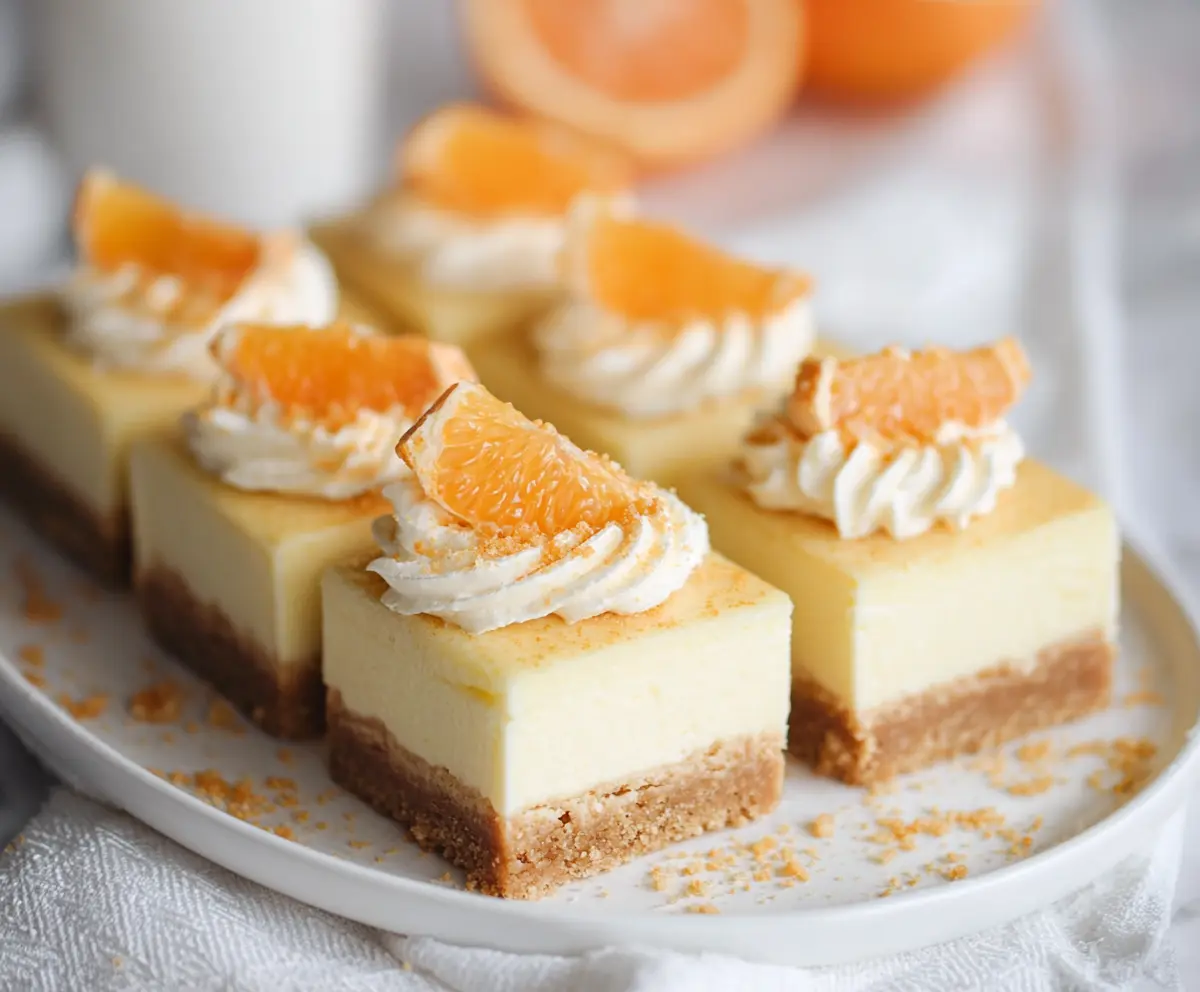 Delicious Orange Creamsicle Cheesecake Bars with vibrant orange and creamy topping.