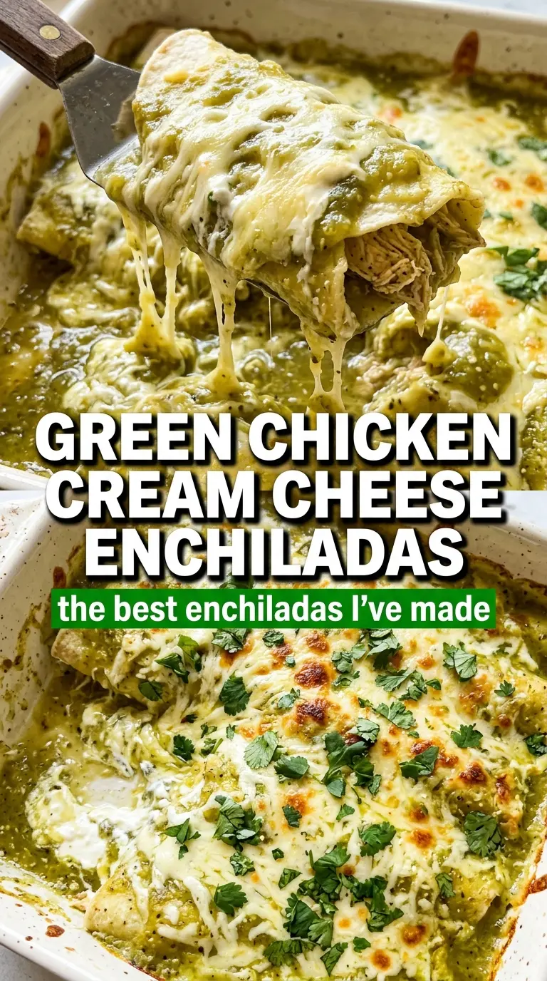 Green Chicken Cream Cheese Enchiladas creamy cheesy verde