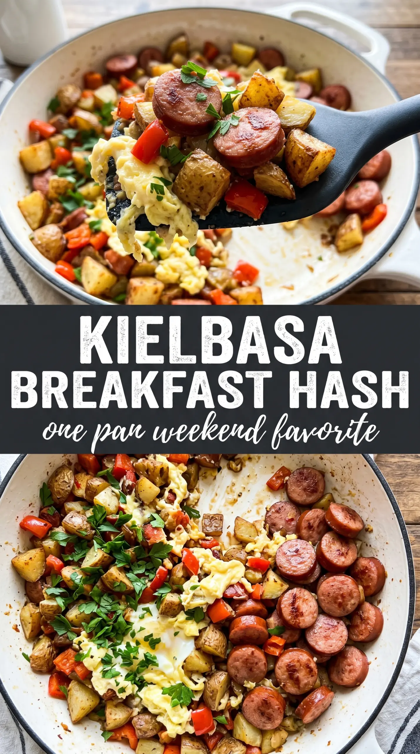 Kielbasa Breakfast Hash crispy potatoes runny egg