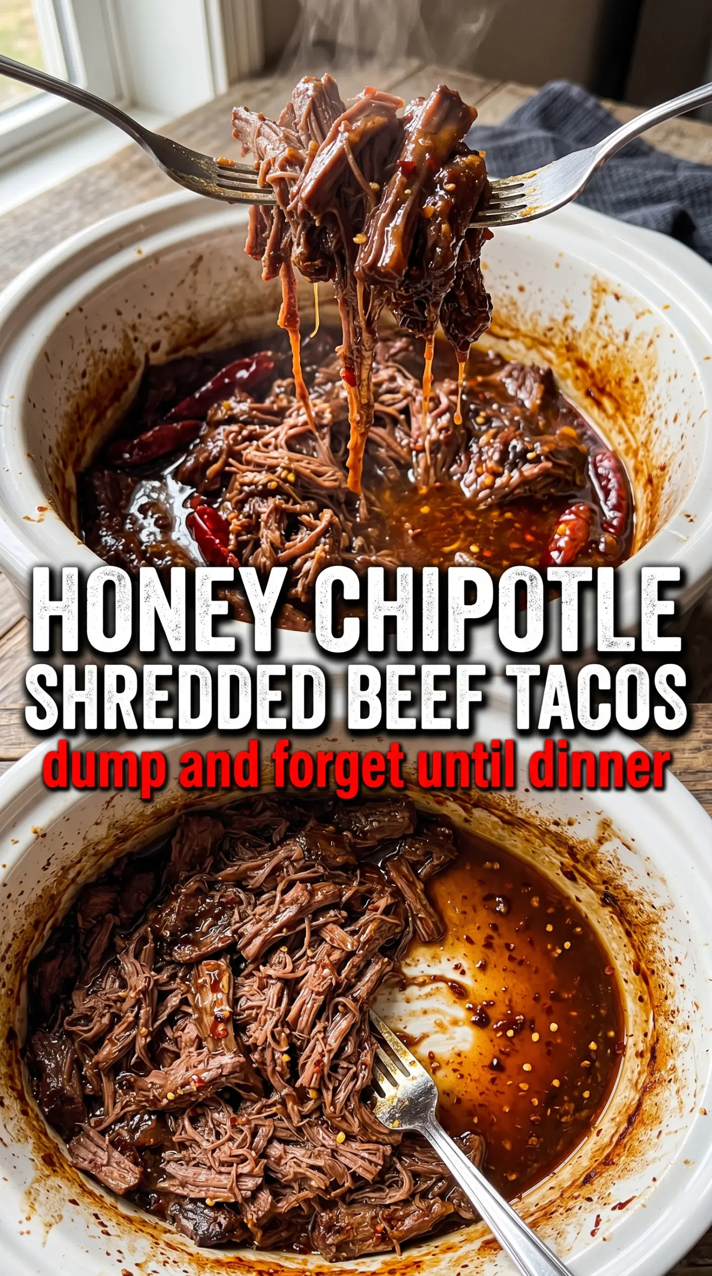 Slow Cooker Honey Chipotle Shredded Beef Tacos sweet smoky tender