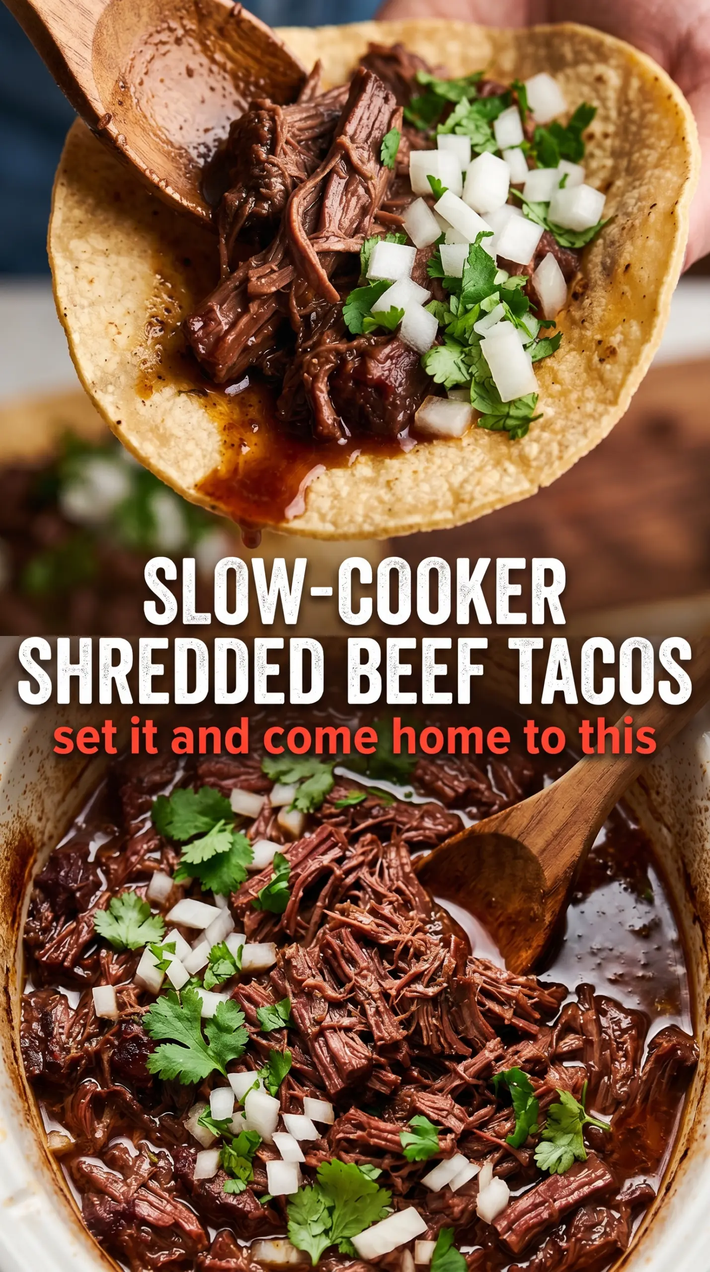 Slow-Cooker Shredded Beef Tacos tender beef, taco filling, warm tortillas