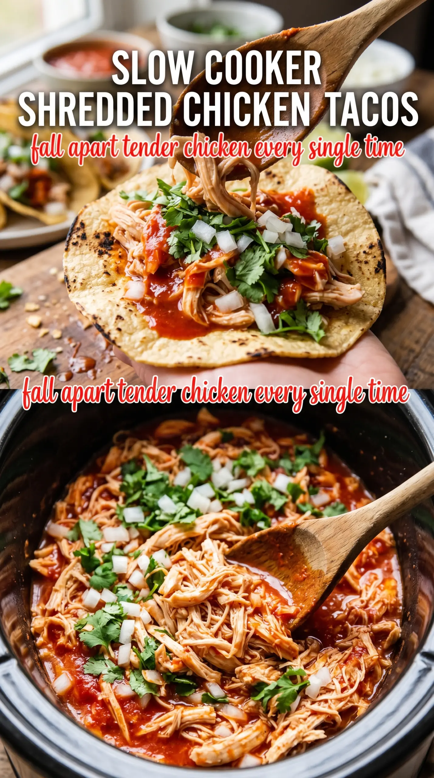 Slow Cooker Shredded Chicken Tacos juicy shredded chicken tacos