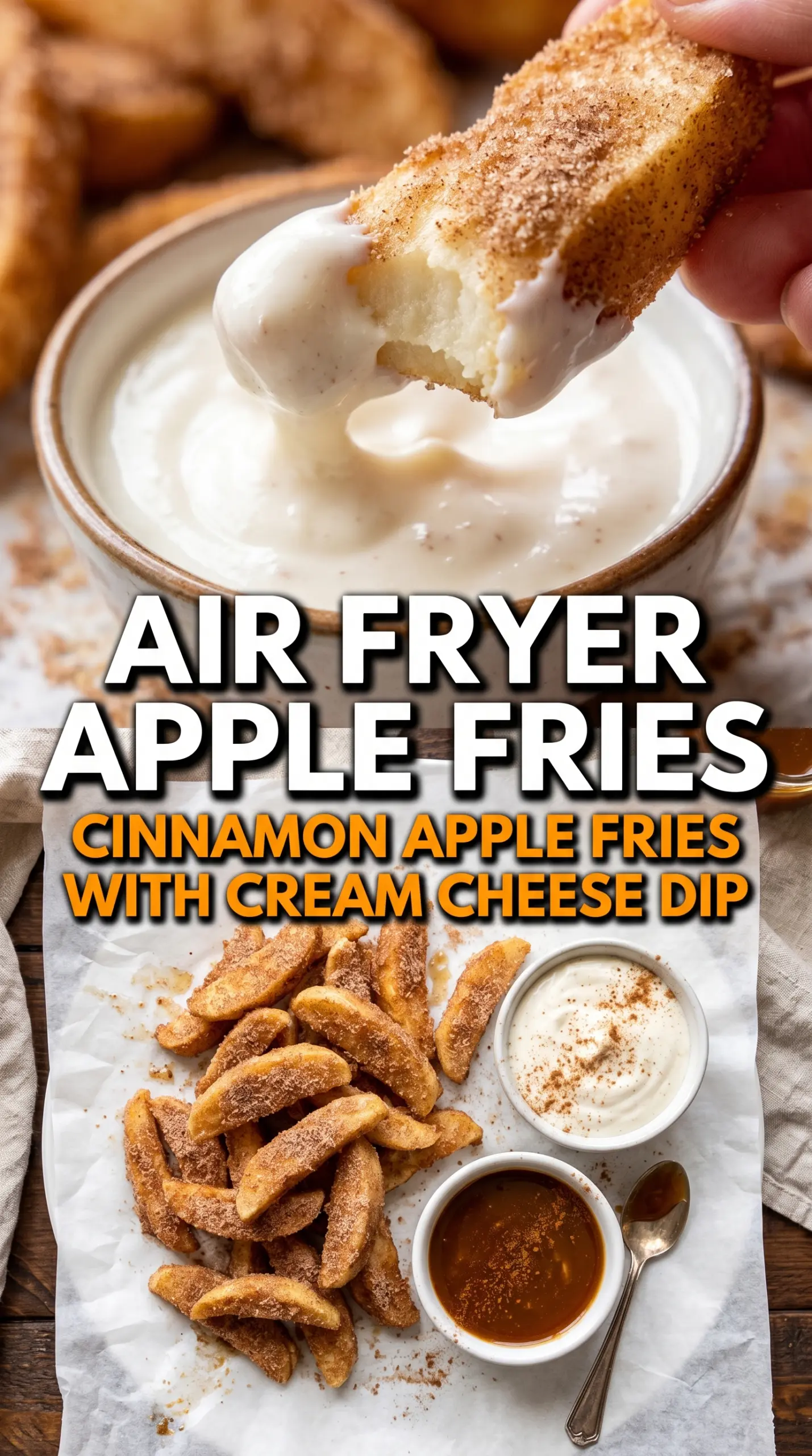 Air Fryer Apple Fries crisp cinnamon sugar caramel