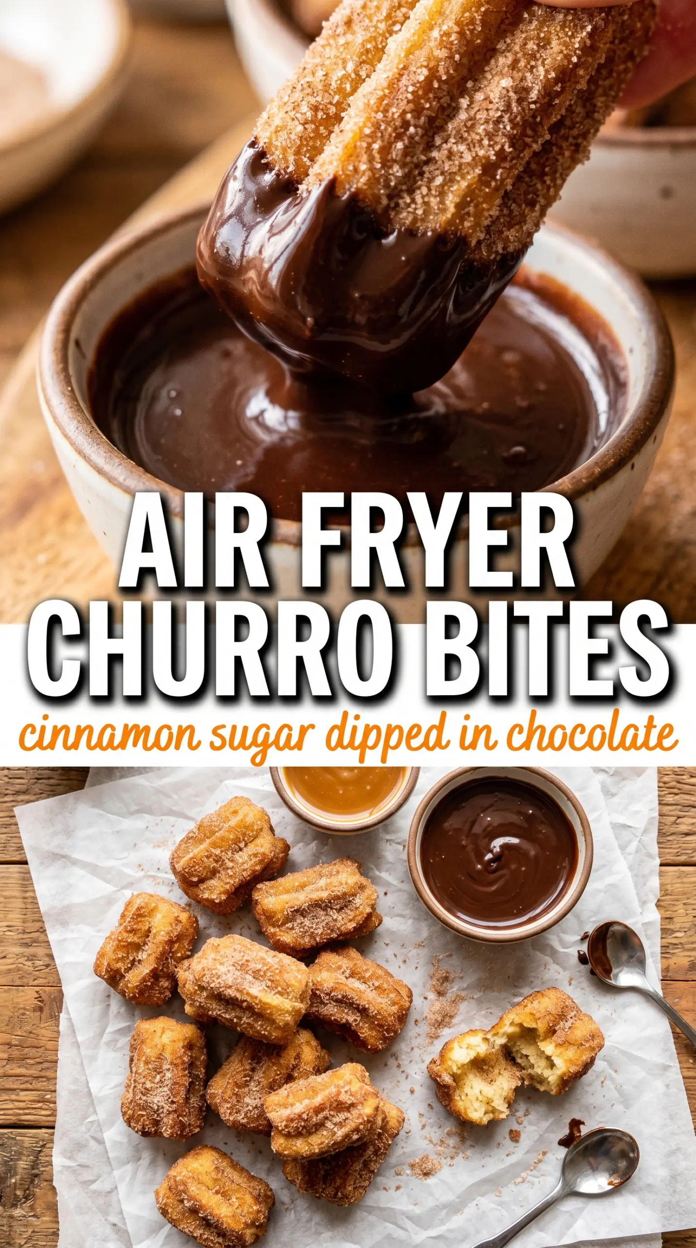 Air Fryer Churro Bites golden cinnamon sugar
