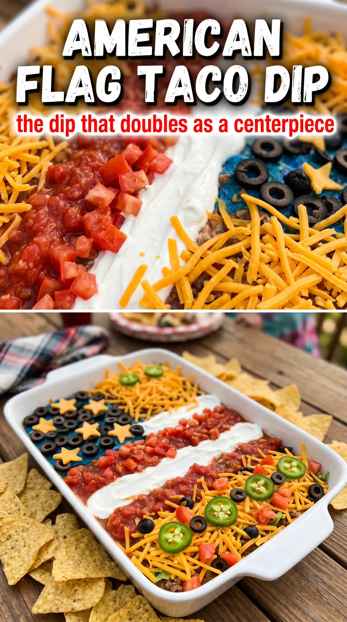 American Flag Taco Dip patriotic layered red white blue