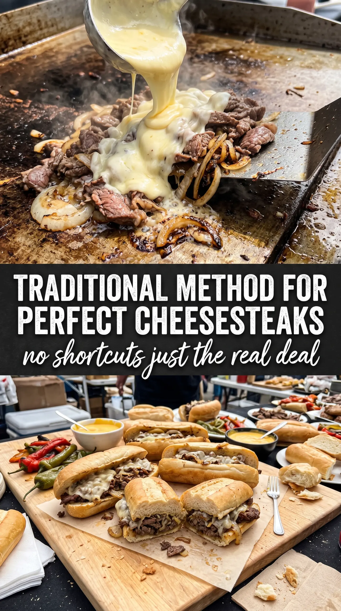 Authentic Blackstone Philly Cheesesteak thin-sliced steak melted cheese caramelized onions