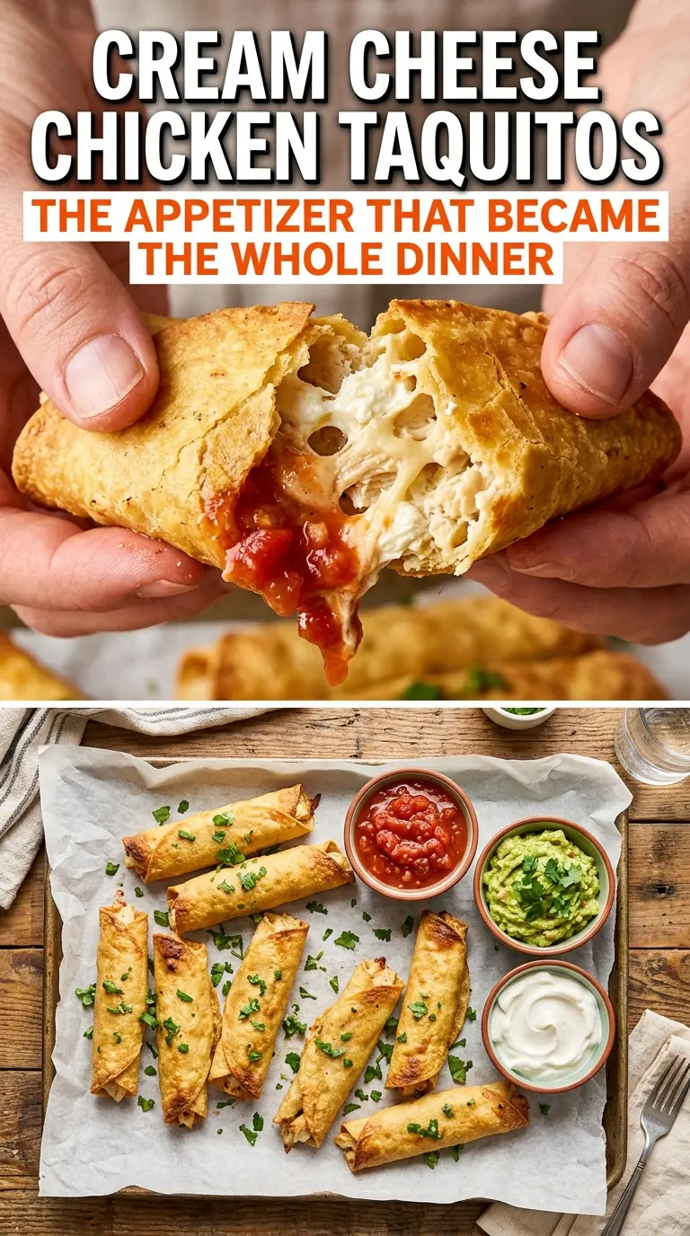 Baked Cream Cheese Chicken Taquitos crispy creamy