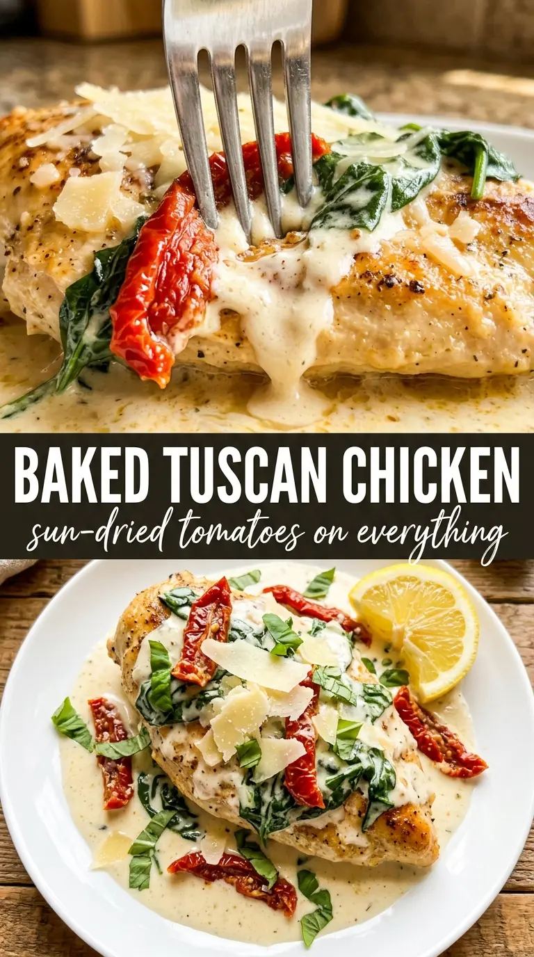 Baked Tuscan chicken creamy sun-dried tomato chicken bake