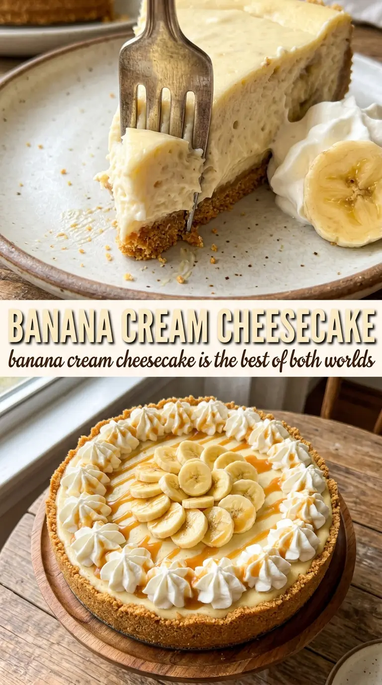 Banana Cream Cheesecake silky banana pudding, vanilla wafer crust, whipped topping