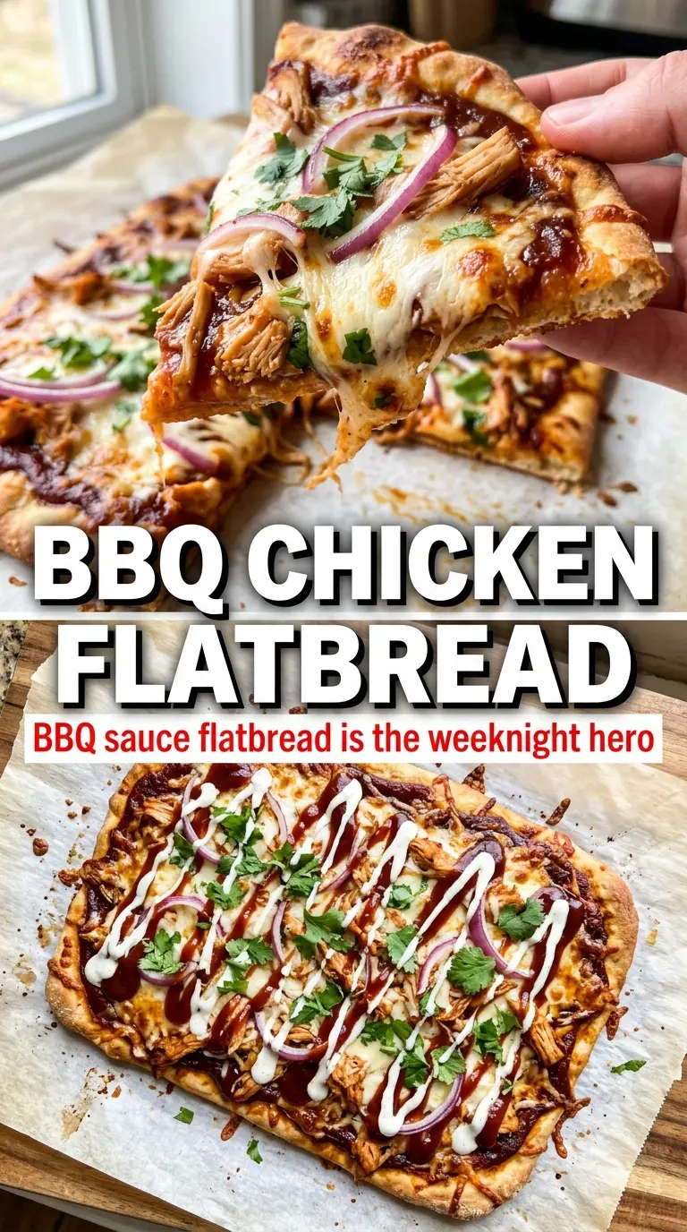 BBQ chicken flatbread crispy cheesy red onion