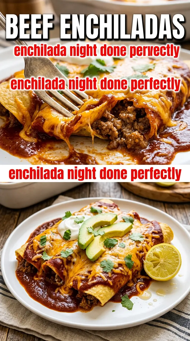 Beef Enchiladas cheesy red sauce