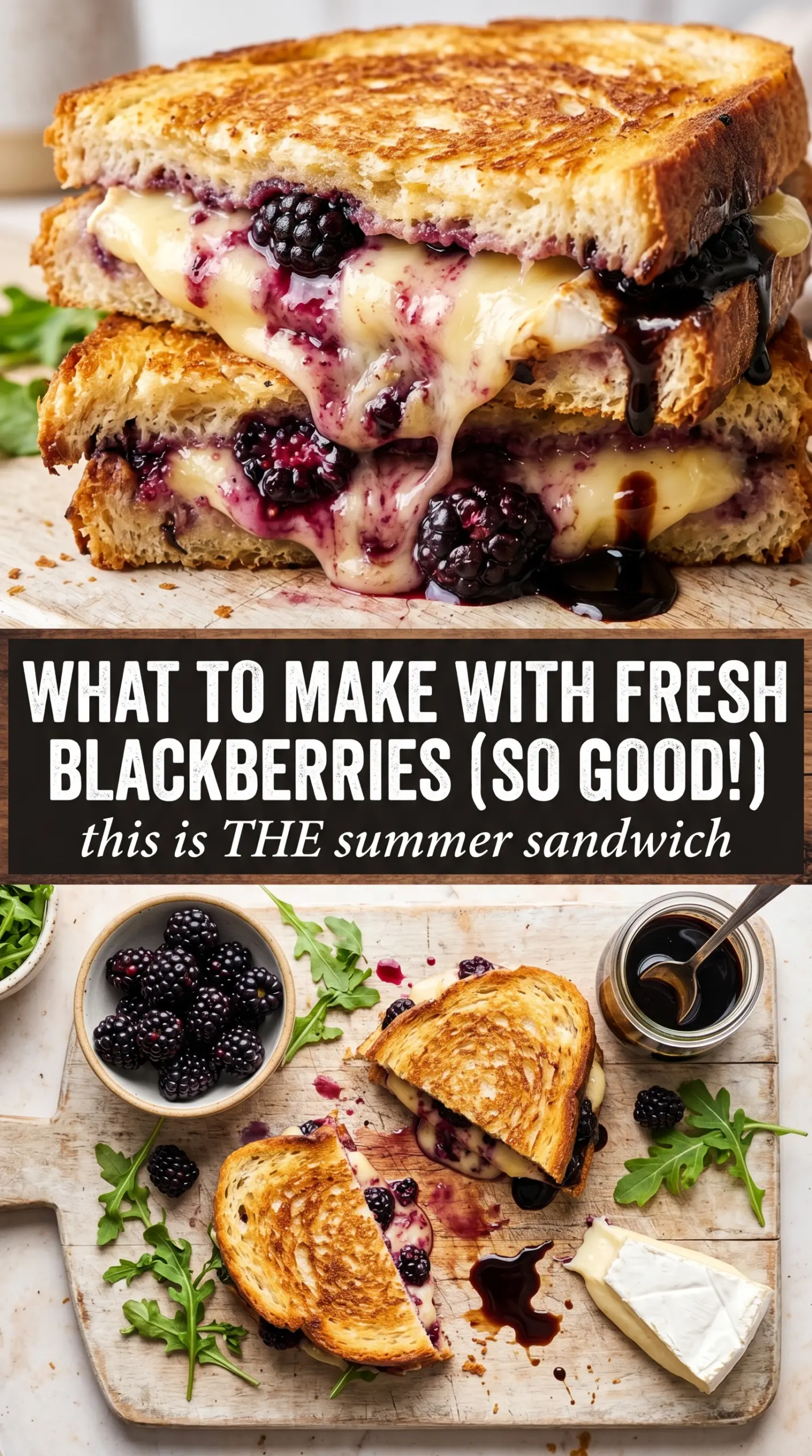 Blackberry Balsamic & Brie Grilled Cheese with melty, golden, fruity layers