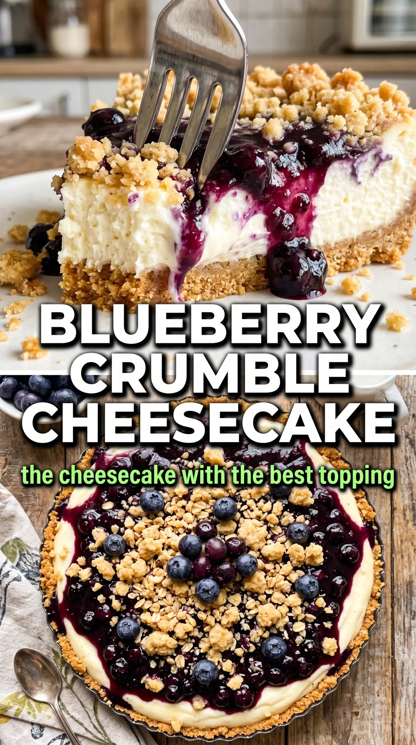 Blueberry Crumble Cheesecake creamy blueberry oat crumble