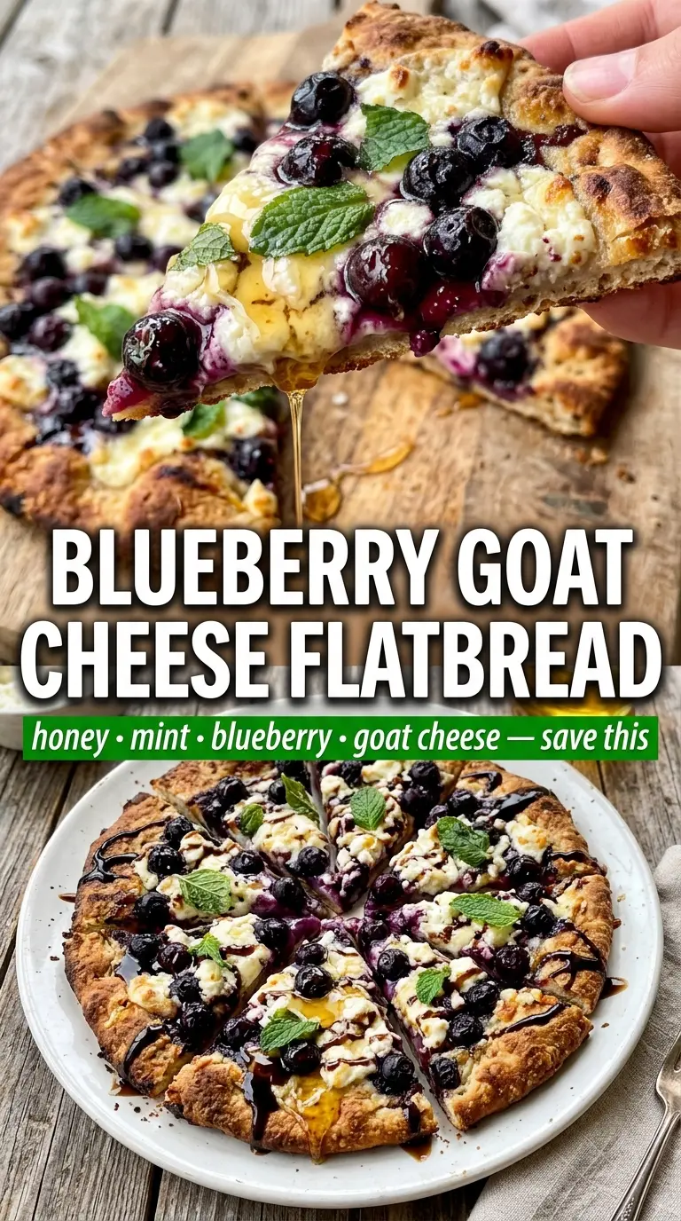 Blueberry Goat Cheese Flatbread with Mint and Honey rustic sweet flatbread