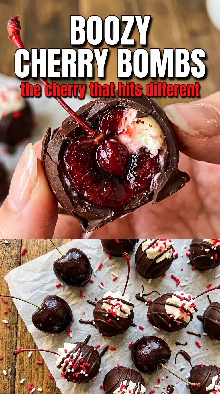 Boozy Cherry Bombs glossy boozy cherries