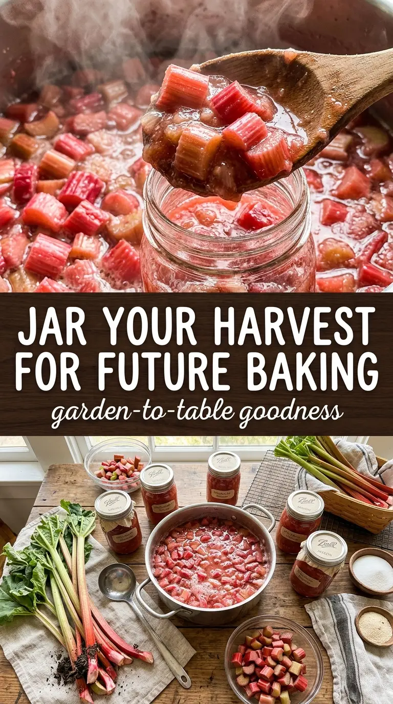 Canning Rhubarb Pie Filling thick pink jars