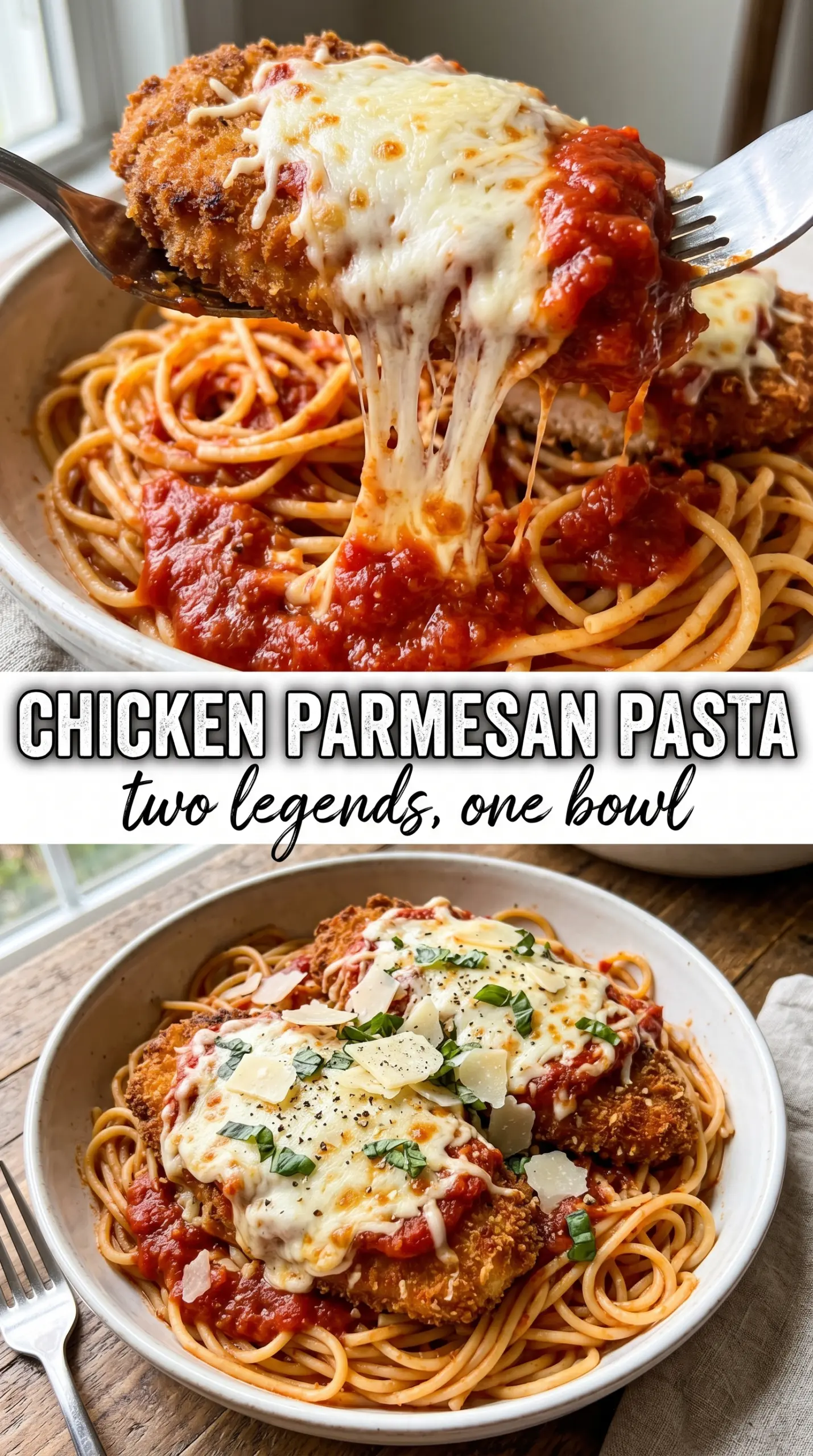 Chicken Parmesan Pasta crispy cheesy penne