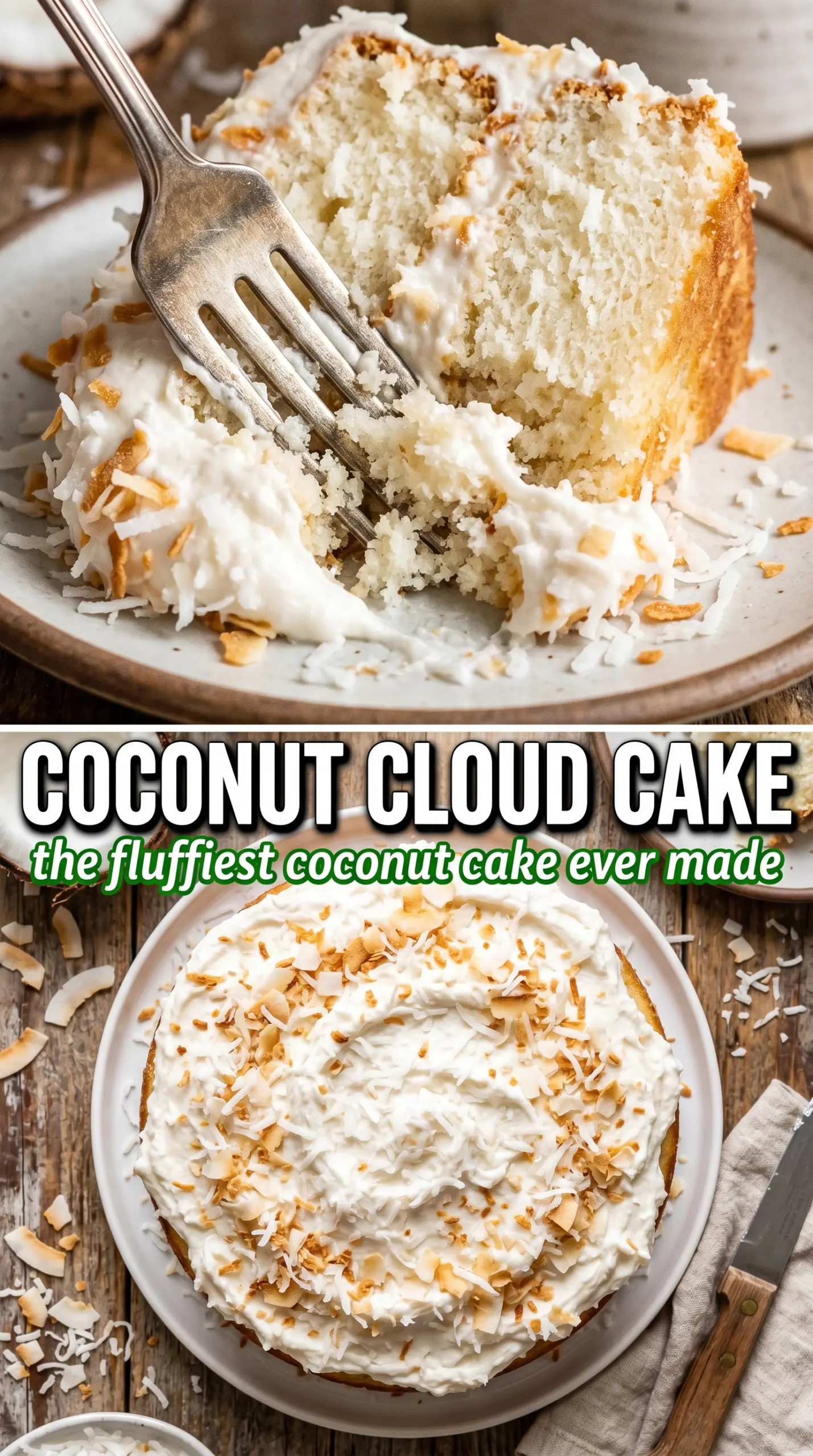 Coconut Cloud Cake fluffy toasted coconut