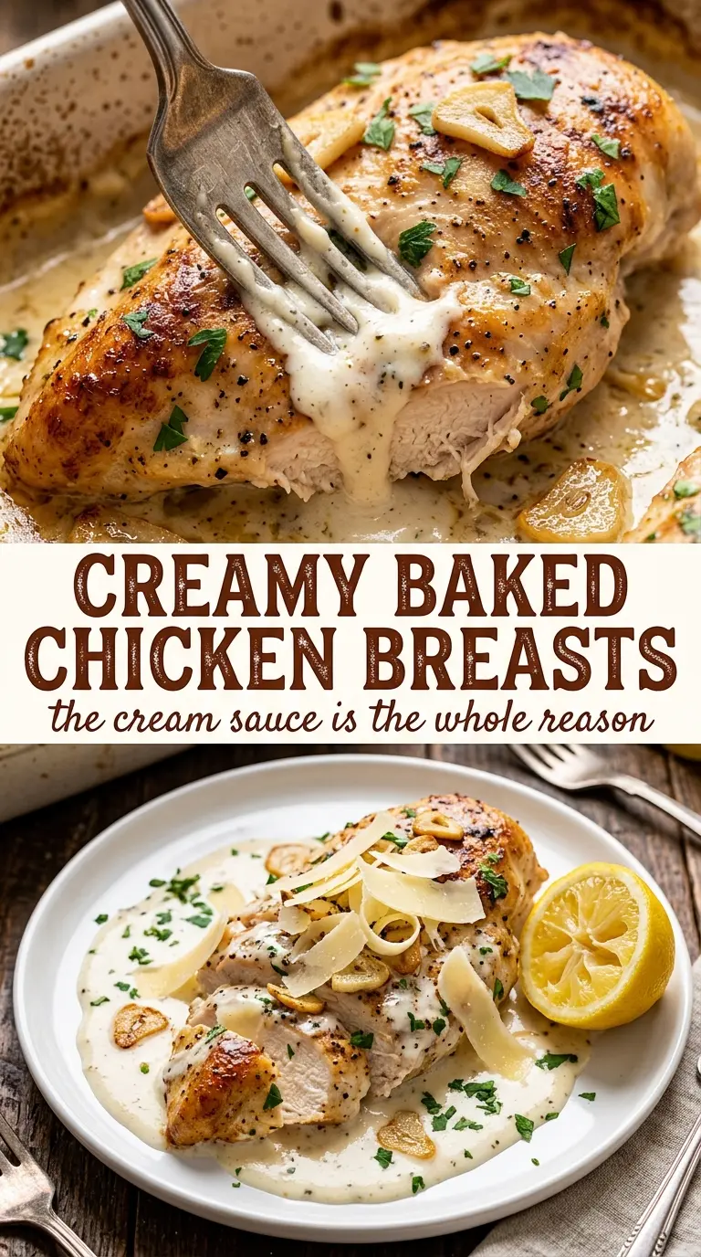 Creamy baked chicken breasts creamy golden bubbly