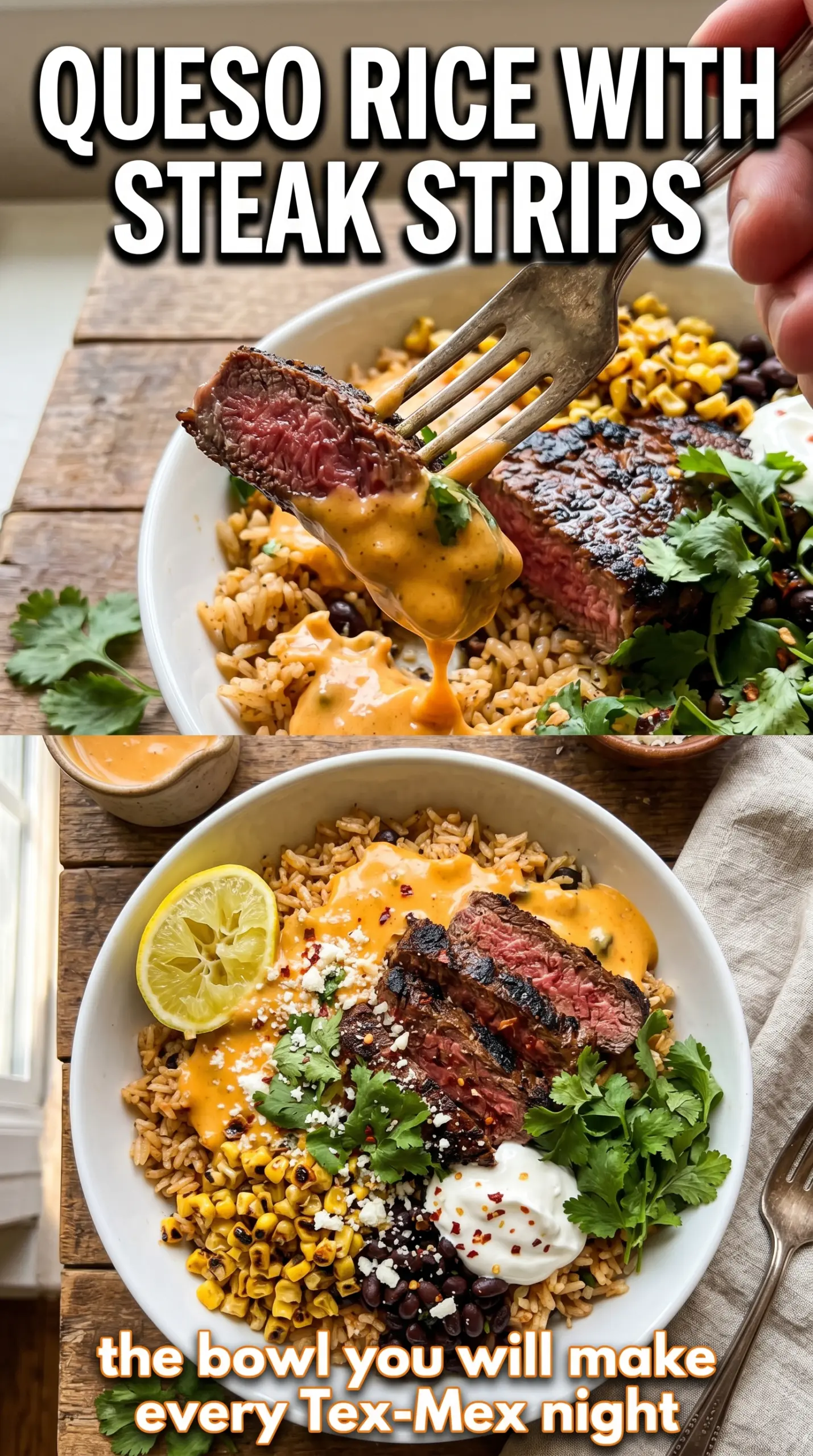 creamy-queso-rice-with-steak-strips-recipe