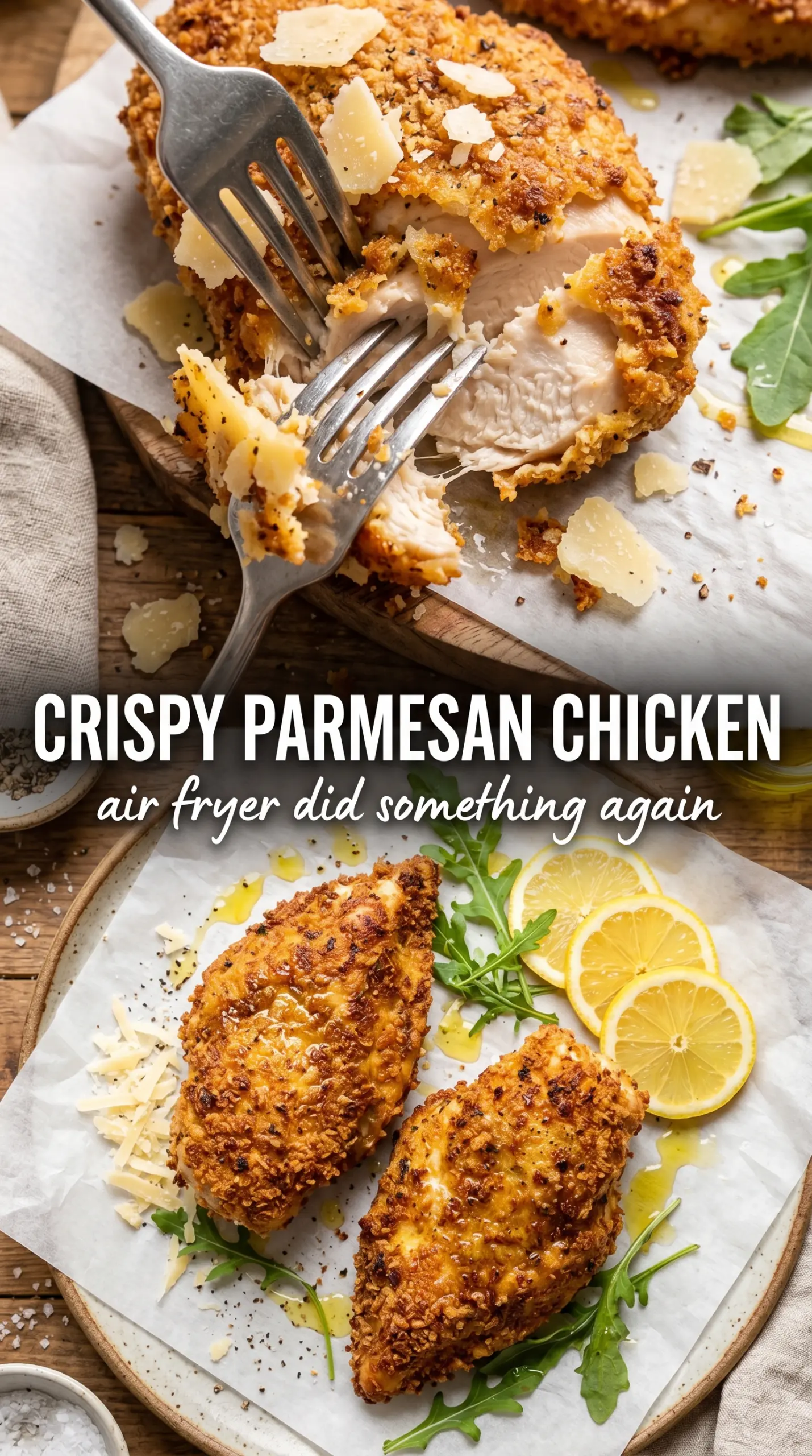Crispy Air Fryer Parmesan Crusted Chicken golden crispy juicy